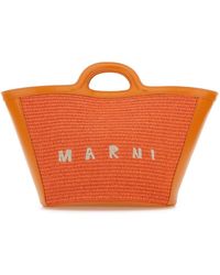 Marni - Leather And Raffia Small Tropicalia Summer Handbag - Lyst