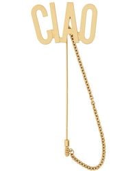 Moschino - Tie Clip Hello Brass Brooches & Pins - Lyst