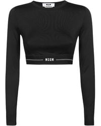 MSGM - Long Sleeve Crop Top - Lyst