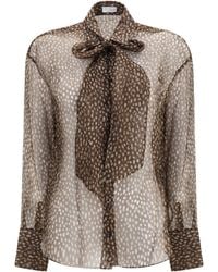 Brunello Cucinelli - Dapple Silk Organza Shirt With Neck Tie - Lyst