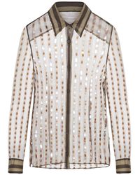 Dries Van Noten - 00810-Chowy Emb 8105 W.W.Shirt Silk Mousseline Printed With Bicolor Stripes - Lyst