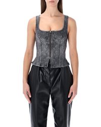 Marine Serre - Moon Laser Washed Denim Bustier Top - Lyst
