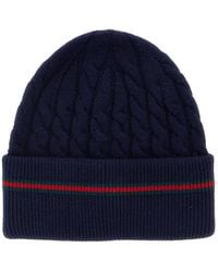 Gucci - Beanie With Web Detail Wool Hat - Lyst