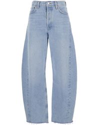 Agolde - Luna Light Jeans With Logo Patch On The Rear And Fringed Hem - Lyst