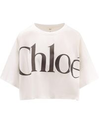 Chloé - Cropped Boxy Logo T-Shirt - Lyst