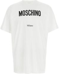 Moschino - Logo Print Cotton T-Shirt With Crew Neck - Lyst