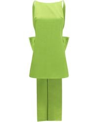 Self-Portrait - Satin Bow Mini Dress Polyester - Lyst