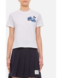 Thom Browne - Cotton T-Shirt W/ Printed Detail - Lyst