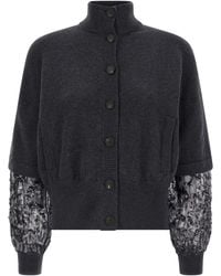 Brunello Cucinelli - Sequin Sleeve Cardigan - Lyst