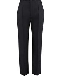 Bottega Veneta - High-Rise Cotton Trousers Straight - Lyst