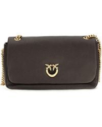 Pinko - Love Birds Click Soft Horizontal Leather Shoulder Bag Calf Bos Taurus - Lyst