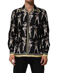 Dolce & Gabbana - Silk Pin Up Printed Button Down Shirt - Lyst