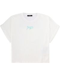 Balmain - Cropped T-Shirt With Logo Cotton T-Shirts - Lyst