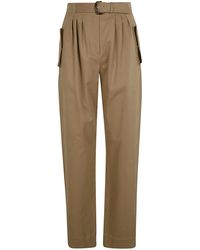 Natural Slacks and Chinos Cargo trousers Womens Clothing Trousers Alberta Ferretti Cotton Belted Cargo Pants in Beige 