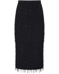 Patrizia Pepe - Fringed Midi Skirt With Smooth Waistband - Lyst