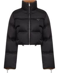 Prada - Cropped Re-Nylon Down Jacket Recycled Polyamide Puffer - Lyst
