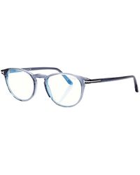 Tom Ford - Eyeglasses Round Full Rim, Havana Frame And Clear/-Light Block Lenses Lens Ft5803-B054 - Lyst