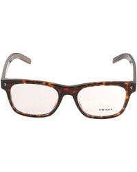 Prada - Rectangular Frame Clear Lense Glasses - Lyst