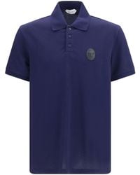 Versace - Cotton Piqué Polo With Medusa Patch - Lyst