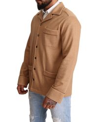 Dolce & Gabbana - Cotton Button Collared Coat Jacket Camel Nylon Clothing - Lyst
