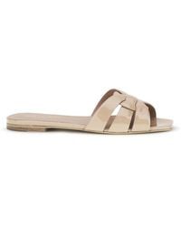 Saint Laurent - Multicolor Calf Leather Bos Taurus Flat Sandals - Lyst