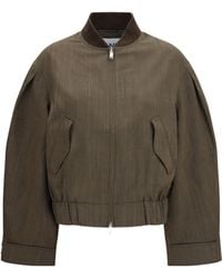 Ganni - Lightweight Wool Bomber Jacket Merino Ovis Aries - Lyst