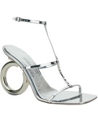 Ferragamo - 'elina' Silver Sandals With Sculptural Heel In Leather Woman - Lyst