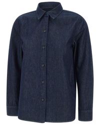 Theory - Drape Button-Up Denim Shirt - Lyst