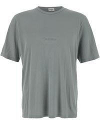 Saint Laurent - T-Shirt With Round Neck And Logo Lettering Embroidery On The Front - Lyst