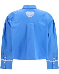 Ganni - Cotton Shirt With Lace Details - Lyst