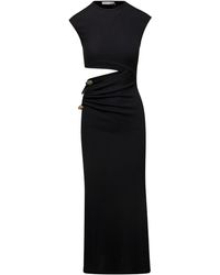 Christopher Esber - Long Ribbed Dress With Cut-out Detail At The Waist In Elasticated Polyester Woman - Lyst