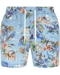 Hartford - Printed Polyester Swimming Shorts - Lyst