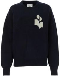 Isabel Marant - Contrast Jacquard Logo Cotton-Wool Blend Sweater - Lyst