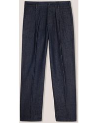 Doppiaa - Aantioco Pleated Cotton Denim Stretch Trousers - Lyst