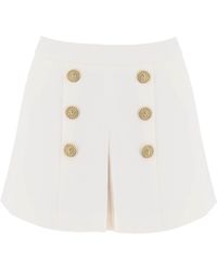 Balmain - Crepe Shorts With Embossed Buttons - Lyst