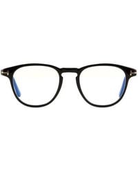 Tom Ford - Eyeglasses Square Full Rim, Dark Havana Frame And Clear Light Block Lens Ft5899-B052 - Lyst