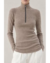 Brunello Cucinelli - Wool Blend Zip Mock Neck Sweater Clothing - Lyst
