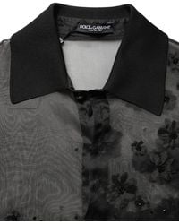 Dolce & Gabbana - Floral Applique Sheer Short Sleeve Shirt Silk - Lyst