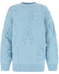 Bottega Veneta - Light Stretch Wool Blend Shetland Alphabet Oversize Sweater - Lyst