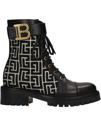 Balmain Ranger Boots Combat Boots In Leather - Black
