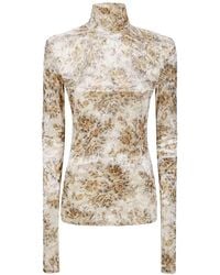 Ganni - Floral Print Top Recycled Polyester Tops - Lyst
