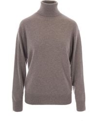 P.A.R.O.S.H. - Taupe Fringe Cashmere Turtleneck - Lyst