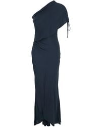 Semicouture - Long Dress Crepe De Chine With V-Neck And Short Sleeves Silk For Acetate - Lyst