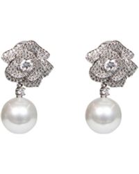 Self-Portrait - Self Portrait Crystal Flower Pearl Drop Earrings - Lyst