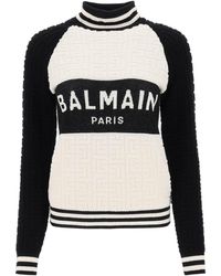 Balmain - Turtleneck Sweater In Terry Cloth - Lyst