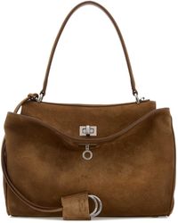 Balenciaga - Camel Suede Small Rodeo Handbag - Lyst
