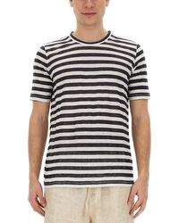 120% Lino - Striped T-Shirt - Lyst