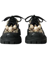 Dolce & Gabbana - Leather Trekking Derby Embellished Shoes - Lyst