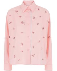 Des Phemmes - Shirt With Classic Collar And Embellishments On The Front - Lyst
