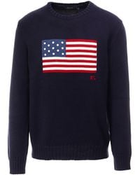Ralph Lauren - American Flag Cotton Knit Sweater - Lyst
